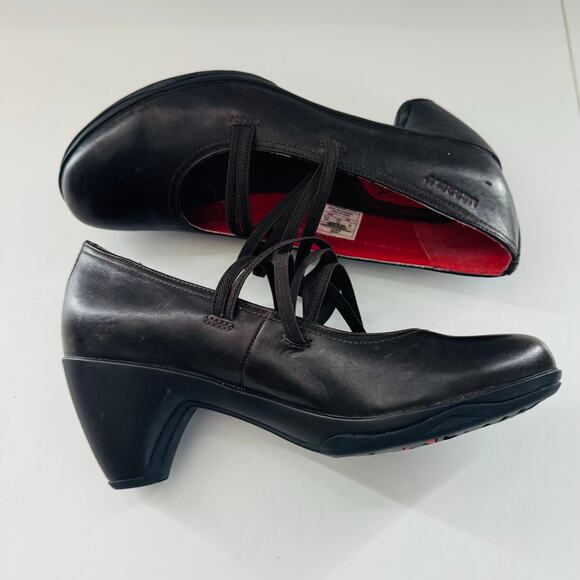 MERRELL Womens Size 7 M Coffee Brown Elastic Strap Slip On Mary Jane Shoes Heels - Picture 5 of 8